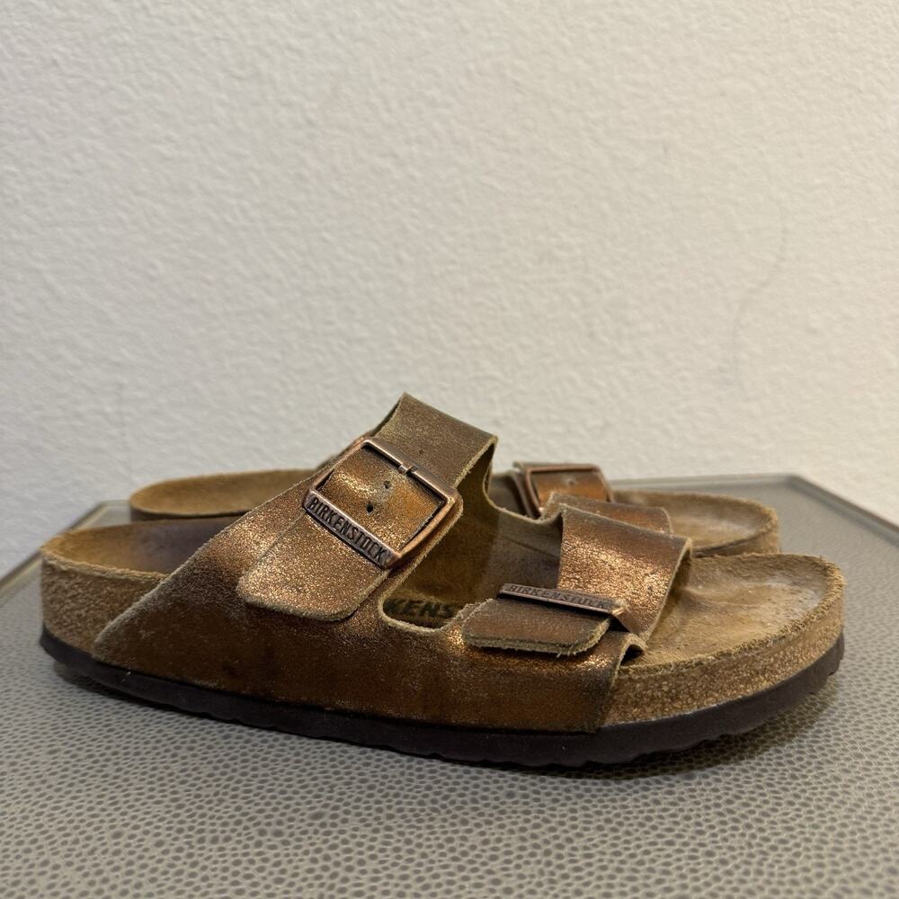 Birenstock Arizona Metallic Copper Leather Sandals Sz 38 (7)